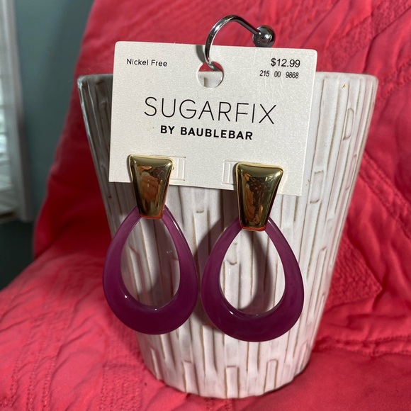 NWT SUGARFIX BY BAUBLEBAR EARRINGS, gold and purple - Picture 2 of 3